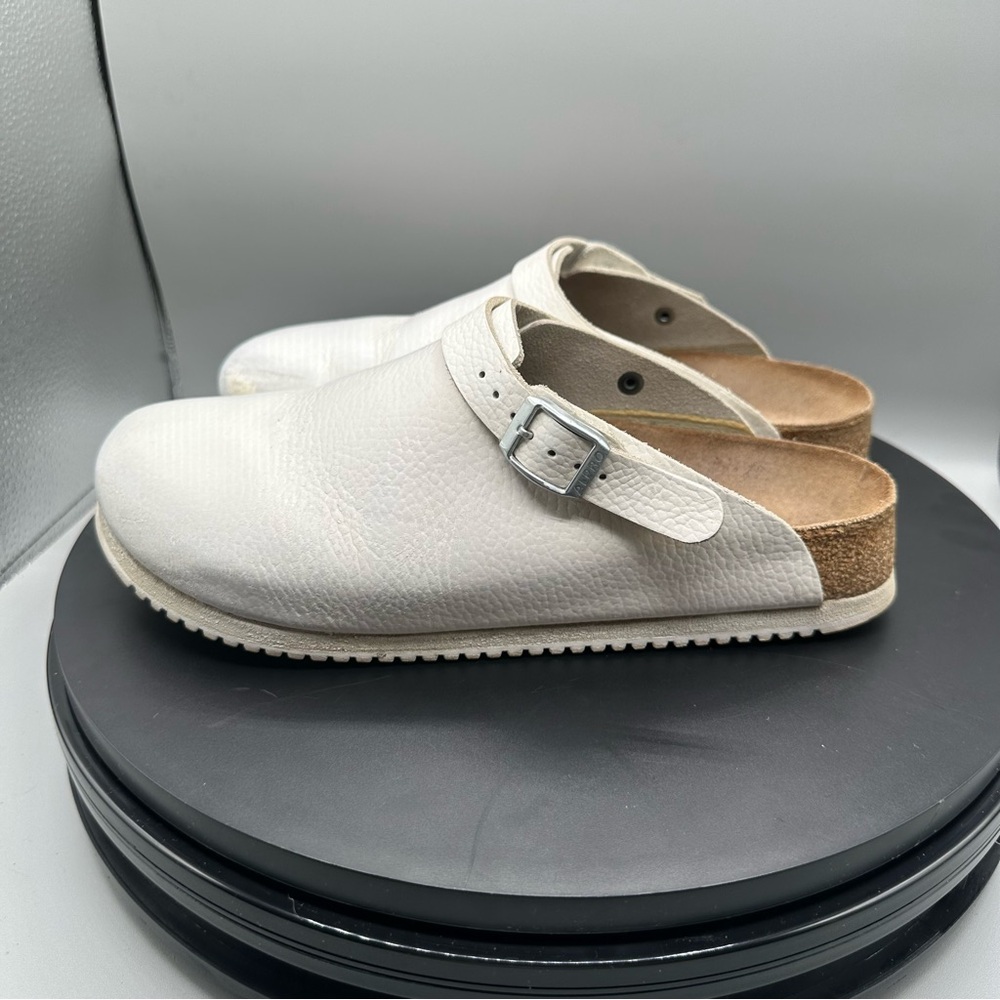 Birkenstock Alpro Philadelphia Super Grip White Leather Clogs Women 8 - Picture 5 of 11
